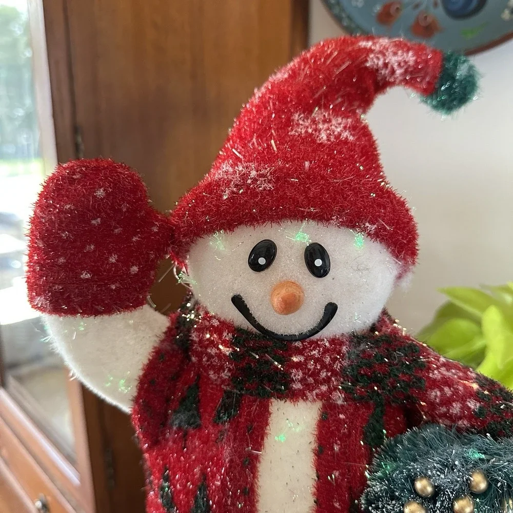 VTG 2002 Avon Fiber Optic Snowman 16 in Color Changing W Wreath‎ Original Box
